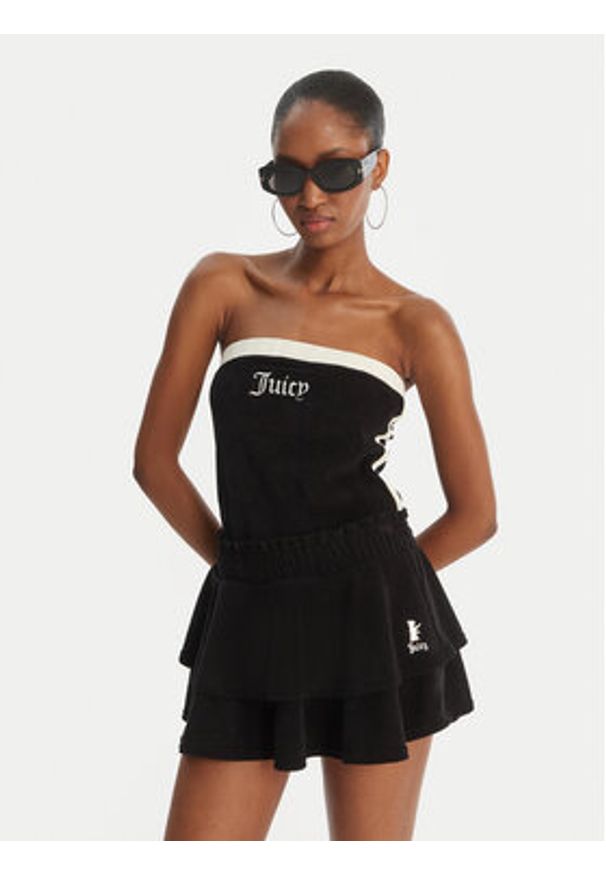 Juicy Couture Spódnica mini Smocked Terry JCGGS126006 Czarny Regular Fit. Kolor: czarny. Materiał: bawełna