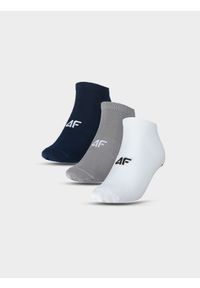 4f - Skarpetki casual przed kostkę (3-pack) męskie - multikolor. Kolor: wielokolorowy. Materiał: włókno, materiał, poliamid, bawełna