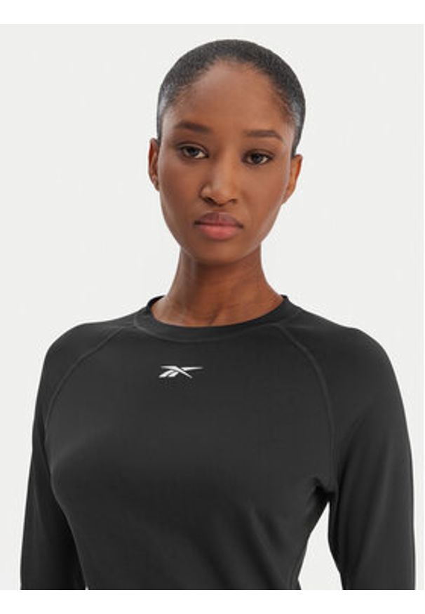 Reebok Koszulka techniczna RK25604CCW Czarny Slim Fit. Kolor: czarny. Materiał: syntetyk