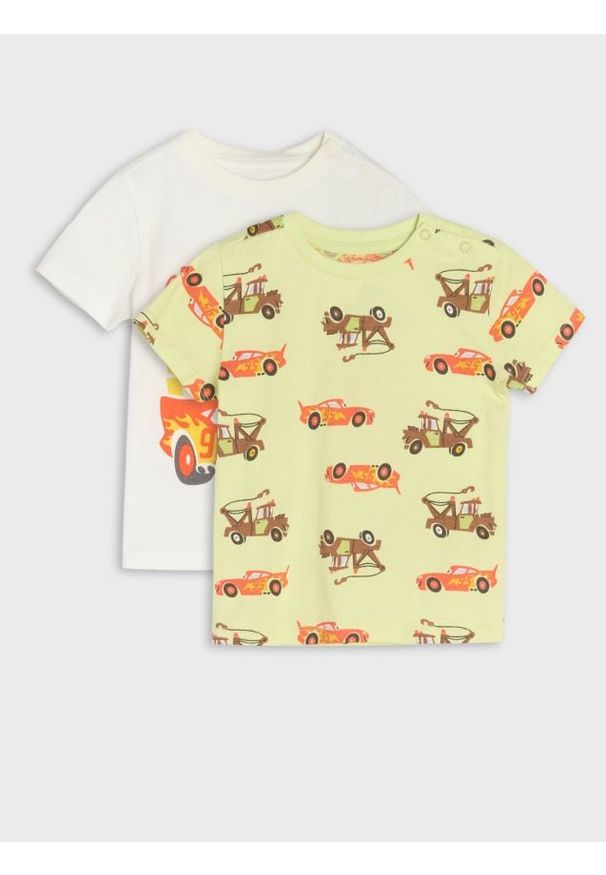 Sinsay - Koszulki 2 pack Cars - kremowy. Kolor: kremowy