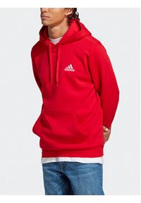 Adidas - adidas Bluza Essentials Fleece Hoodie H47018 Czerwony Regular Fit. Kolor: czerwony. Materiał: bawełna