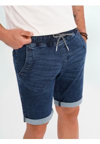 Ombre Clothing - Szorty jeansowe męskie z podwinięta nogawką - ciemnoniebieskie V2 - Rozmiar: XXL. Kolor: niebieski. Materiał: jeans. Sezon: lato. Styl: klasyczny, elegancki #3