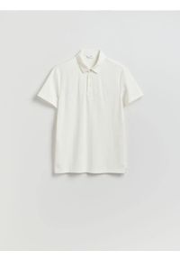 Reserved - Koszulka polo slim - złamana biel. Typ kołnierza: polo. Materiał: bawełna, dzianina