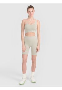 4f - 4F Legginsy kolarki bezszwowe treningowe damskie - beżowe M/L. Kolor: beżowy