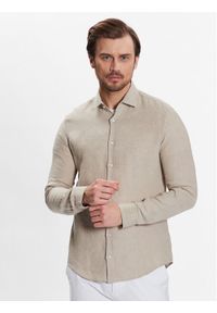 Calvin Klein Koszula Linen Solid Slim Shirt K10K109286 Beżowy Slim Fit. Kolor: beżowy. Materiał: len #1