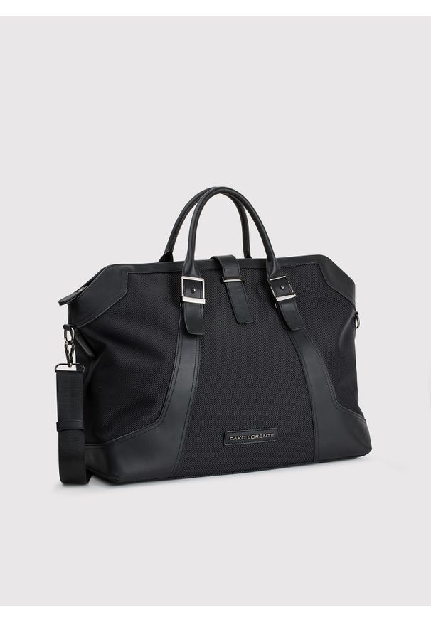 Pako Lorente - PAKO LORENTE – Czarna torba męska. Kolor: czarny. Materiał: skóra, poliester, nylon