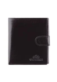 Wittchen - Męski portfel skórzany zapinany na zatrzask czarny. Kolor: czarny. Materiał: skóra