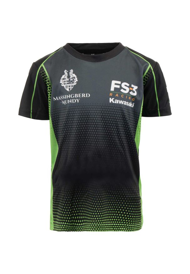 Koszulka dziecięca Kawasaki 104-110 - miękka bawełna z żywymi nadrukami. Kolor: zielony, wielokolorowy. Materiał: bawełna. Wzór: nadruk