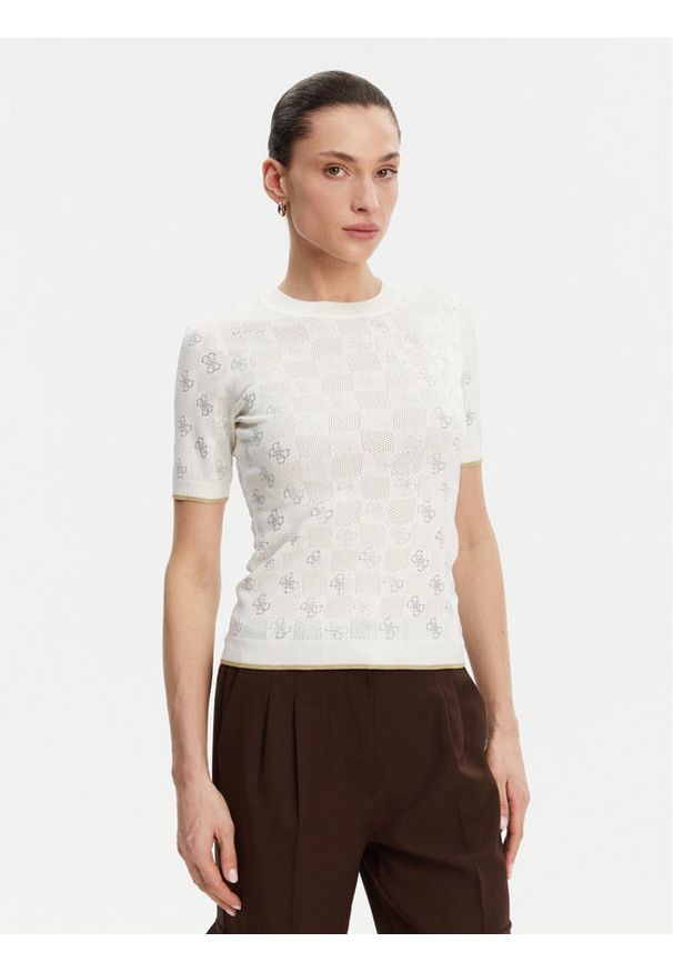 Guess Sweter W5GR20 Z3D60 Écru Regular Fit. Materiał: wiskoza