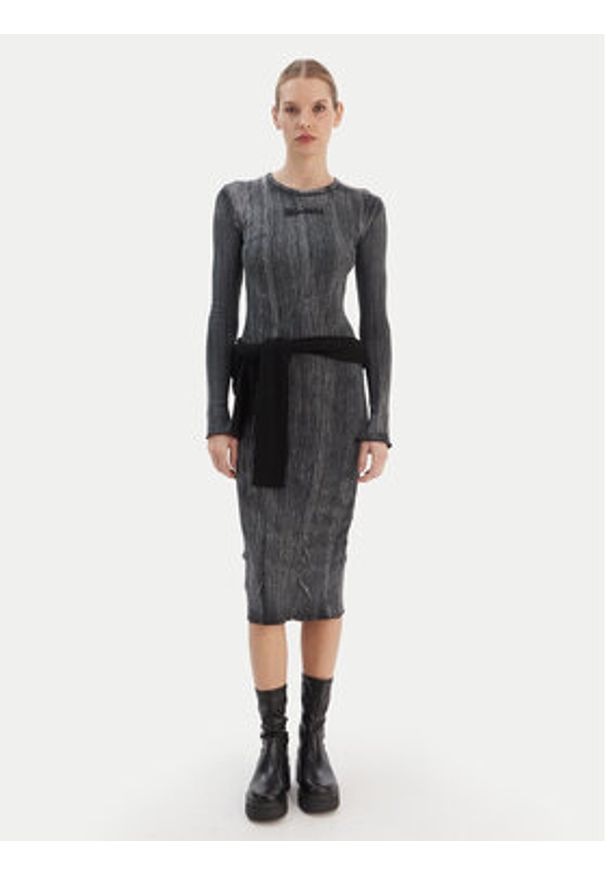 Karl Lagerfeld Jeans Sukienka codzienna B1W13055 Szary Slim Fit. Okazja: na co dzień. Kolor: szary. Materiał: bawełna. Typ sukienki: proste. Styl: casual