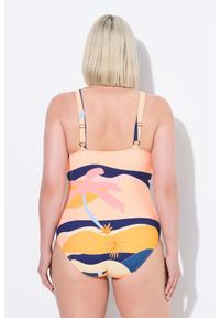 ULLA POPKEN - Damski Strój kąpielowy węzełek miękkie miseczki regulowane ramiączka. Kolekcja: plus size. Kolor: niebieski. Materiał: poliester, elastan, poliamid, materiał