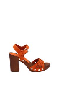 Venezia - SANDAŁY NA SŁUPKU 8133 CROST ARANC. Materiał: skóra, syntetyk, zamsz. Obcas: na słupku. Wysokość obcasa: średni #1
