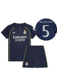 Strój Wyjazdowy Jude Bellingham Real Madrid 25/26 dla Dzieci. Kolor: niebieski. Materiał: poliester, dresówka. Styl: sportowy