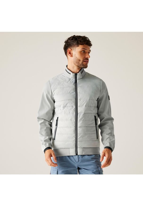 Regatta - Kurtka turystyczna hybrydowa męska Brennon. Kolor: biały. Materiał: tkanina, puch, poliamid. Sport: turystyka piesza