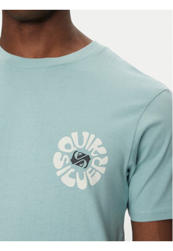 Quiksilver T-Shirt EQYZT08036 Turkusowy Regular Fit. Kolor: turkusowy. Materiał: bawełna