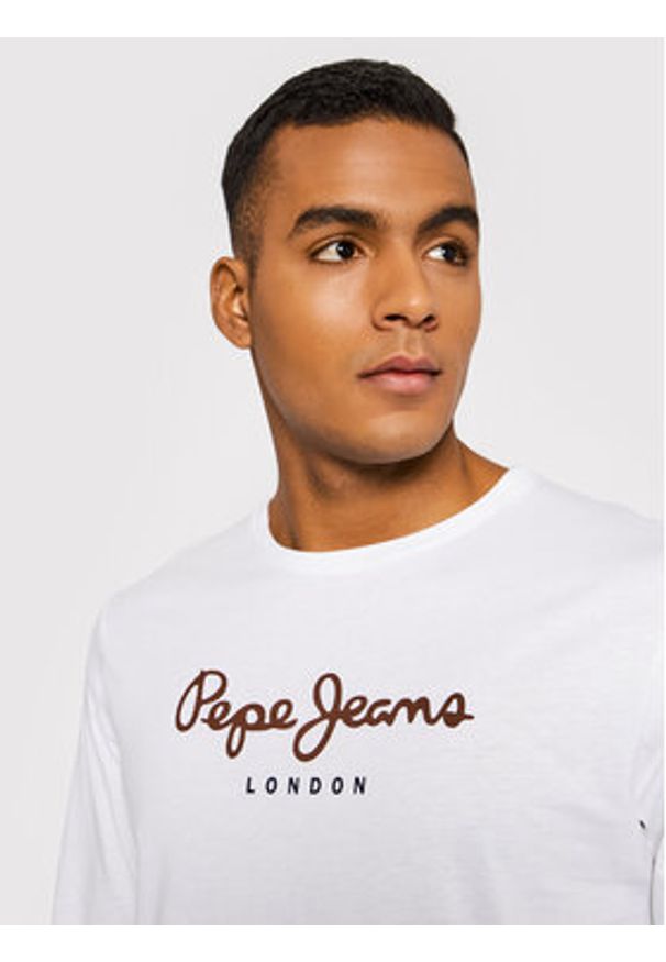 Pepe Jeans Longsleeve Eggo PM508209 Biały Regular Fit. Kolor: biały. Materiał: bawełna. Długość rękawa: długi rękaw