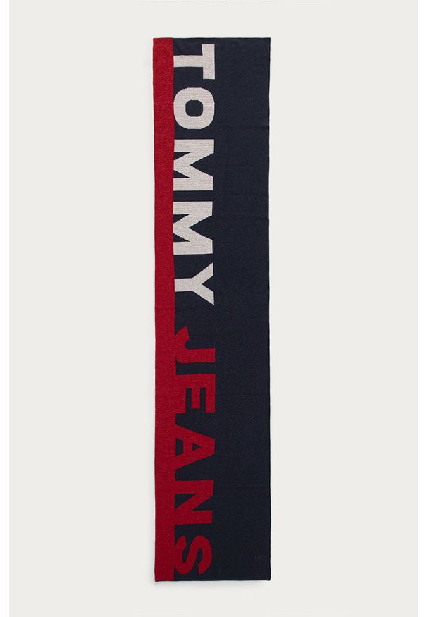 Tommy Jeans - Szalik. Kolor: czerwony. Materiał: wełna, bawełna, materiał, dzianina, poliamid