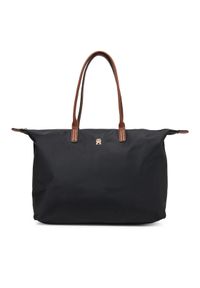 TOMMY HILFIGER - Tommy Hilfiger Torebka Popette Maxi Tote AW0AW17996 Czarny. Kolor: czarny. Materiał: skórzane