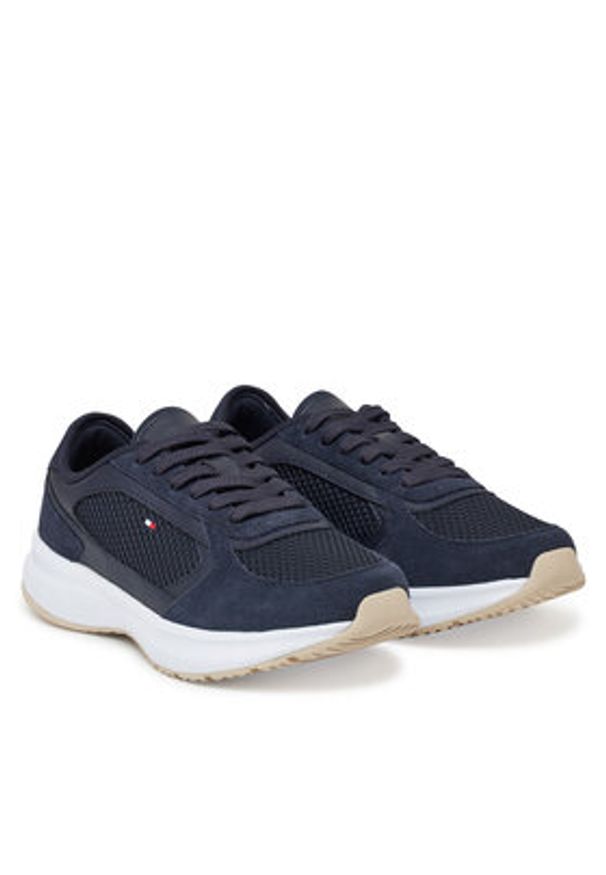 TOMMY HILFIGER - Tommy Hilfiger Sneakersy Sporty Runner FW0FW08644 Granatowy. Kolor: niebieski. Materiał: zamsz, skóra
