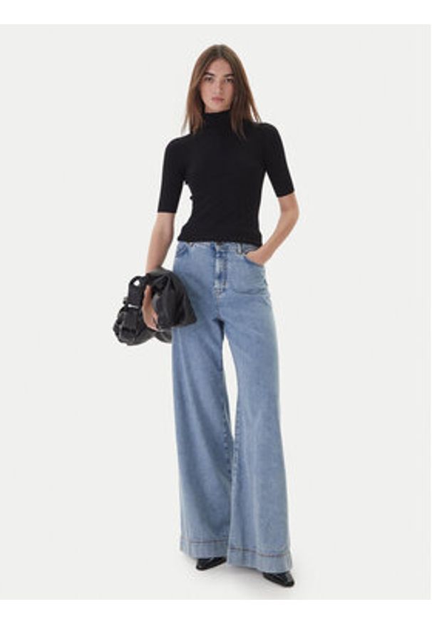 Kontatto Golf 3M0821C Czarny Slim Fit. Typ kołnierza: golf. Kolor: czarny. Materiał: syntetyk