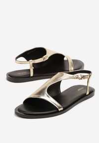 Born2be - Złote Sandały Vices z Asymetryczną Cholewką Merira. Okazja: na co dzień, na imprezę. Kolor: złoty. Sezon: lato. Styl: klasyczny, elegancki, casual #5