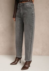 Renee - Szare Jeansy Mom Fit High Waist Ralineva. Stan: podwyższony. Kolor: szary. Styl: elegancki #4