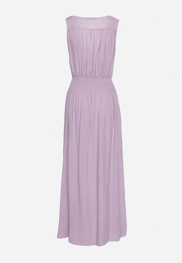 Born2be - Fioletowa Wiskozowa Sukienka z Kopertowym Dekoltem i Gumkami w Talii Joridia. Okazja: na co dzień. Typ kołnierza: dekolt kopertowy. Kolor: fioletowy. Materiał: wiskoza. Długość rękawa: na ramiączkach. Typ sukienki: kopertowe. Styl: wizytowy, casual