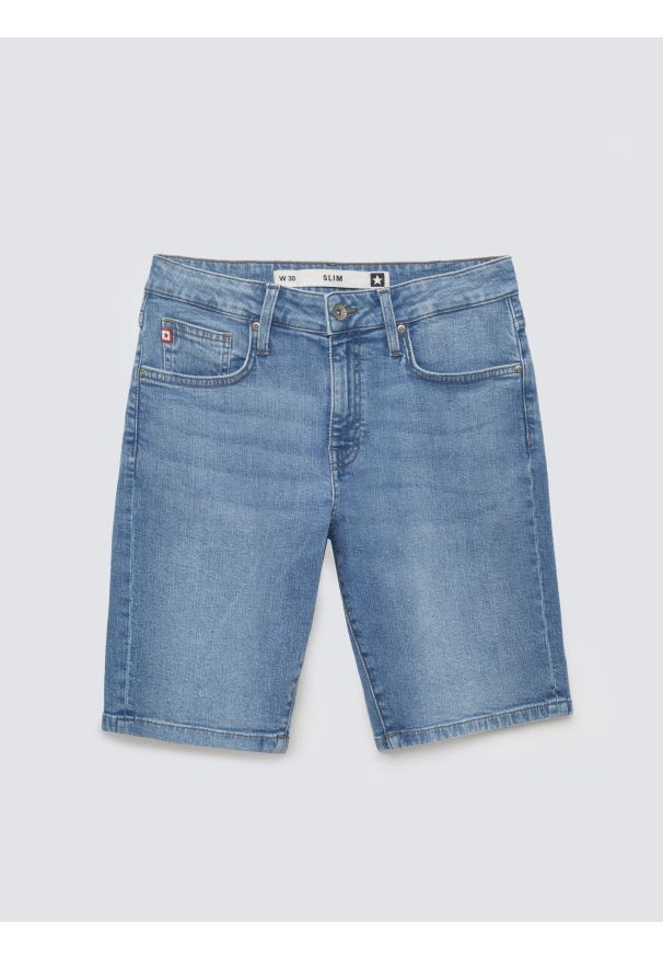 Big-Star - Szorty męskie jeansowe niebieskie Aden 268. Okazja: na co dzień. Kolor: niebieski. Materiał: jeans. Styl: casual, sportowy