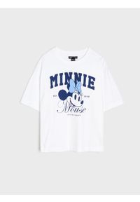 Sinsay - Bawełniana koszulka z nadrukiem Minnie Mouse - biały. Kolor: biały. Materiał: bawełna. Wzór: nadruk, motyw z bajki #1