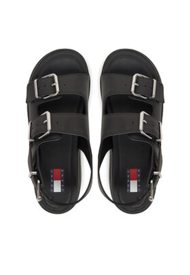 Tommy Jeans Sandały Tjw Wedge Sandal EN0EN02774 Czarny. Kolor: czarny. Materiał: skóra
