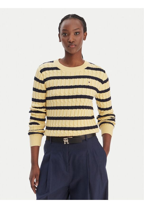 TOMMY HILFIGER - Tommy Hilfiger Sweter WW0WW47644 Żółty Regular Fit. Kolor: żółty. Materiał: bawełna