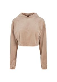 Damska bluza z kapturem Urban Classics cropped aksamitna oversized (GT). Typ kołnierza: kaptur. Kolor: beżowy #1