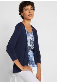 bonprix - Shirt 2 w 1 z nadrukiem. Kolor: niebieski. Wzór: nadruk #1