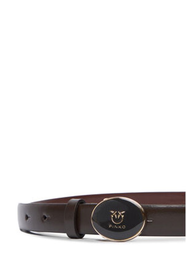 Pinko - PINKO Pasek Damski Round Enamel H2 Belt 20252 PLT01 105466.A2QL Brązowy. Kolor: brązowy. Materiał: skóra