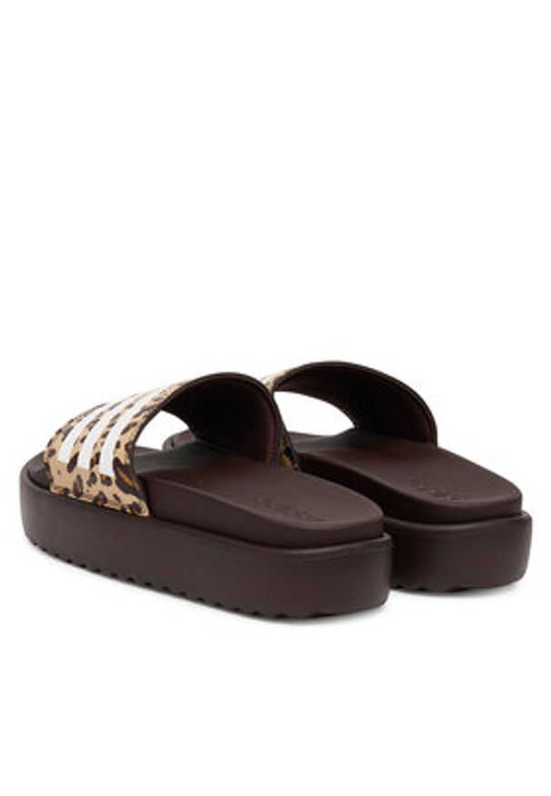 Adidas - adidas Klapki adilette Platform Slides JR9234 Brązowy. Kolor: brązowy. Materiał: skóra. Obcas: na platformie