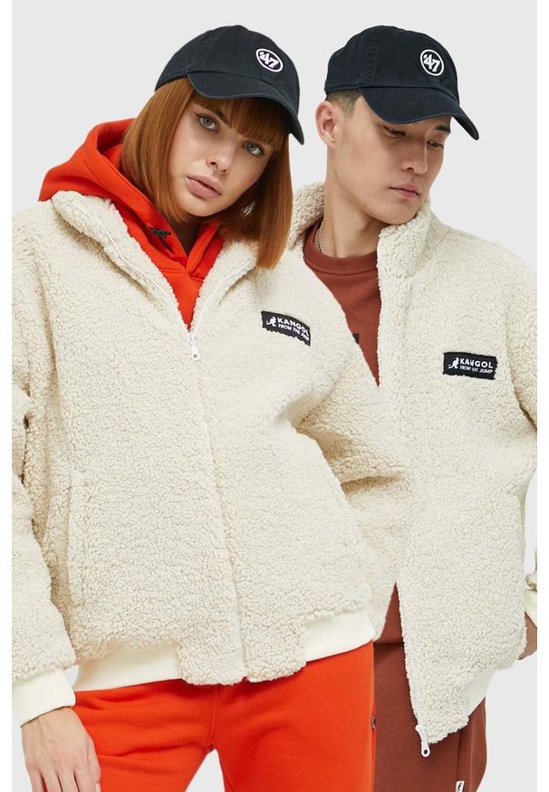 Kangol bluza unisex kolor beżowy gładka. Kolor: beżowy. Wzór: gładki