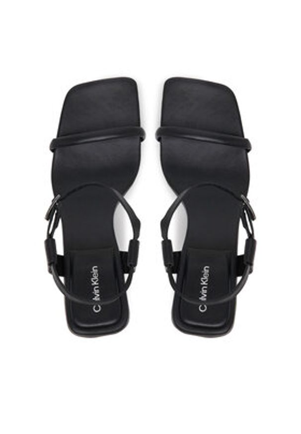Calvin Klein Sandały Block Heel Sandal 75 Lth HW0HW02650 Czarny. Kolor: czarny. Materiał: skóra