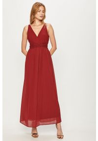 Vero Moda - Sukienka. Kolor: czerwony. Materiał: koronka. Typ sukienki: rozkloszowane #3