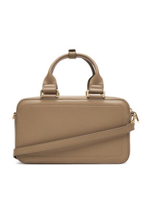 Calvin Klein Torebka Bold Ck Elongated Mini Tote LV04F3411G Beżowy. Kolor: beżowy. Materiał: skórzane