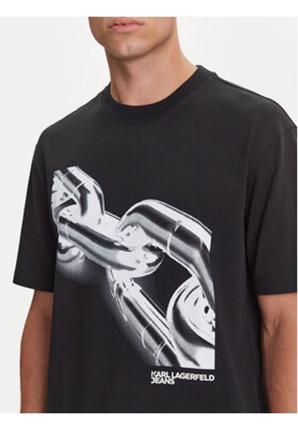 Karl Lagerfeld Jeans T-Shirt A3M17032 Czarny Relaxed Fit. Kolor: czarny. Materiał: bawełna