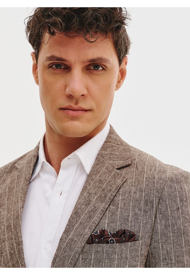 Pako Lorente - PAKO LORENTE - Marynarka męska z lnem w prążek. Materiał: len. Wzór: prążki. Sezon: wiosna