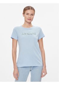 Armani Exchange T-Shirt 3DYT13 YJ8QZ 15DD Błękitny Regular Fit. Kolor: niebieski. Materiał: bawełna