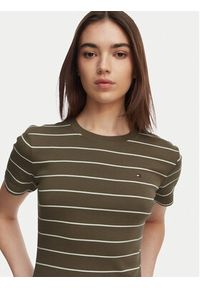 TOMMY HILFIGER - Tommy Hilfiger T-Shirt New Cody WW0WW40587 Brązowy Slim Fit. Kolor: brązowy. Materiał: bawełna #4