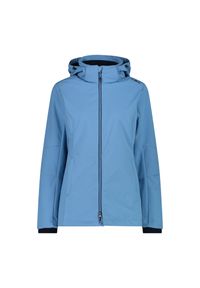 Kurtka damska turystyczna CMP 3A22226. Typ kołnierza: kaptur. Kolor: niebieski. Materiał: softshell. Sport: turystyka piesza #1