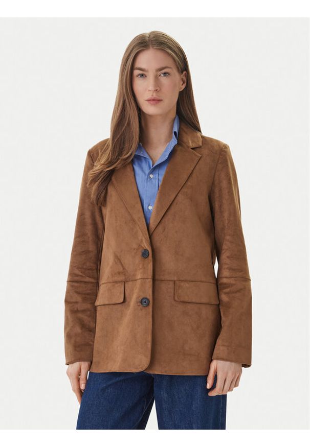 only - ONLY Marynarka Tulip 15363774 Brązowy Relaxed Fit. Kolor: brązowy. Materiał: skóra