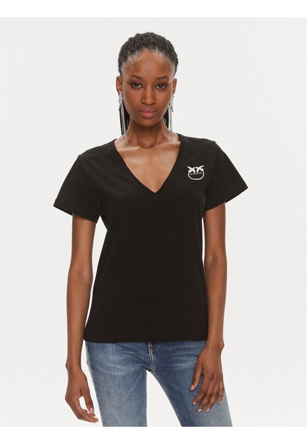Pinko T-Shirt 102950 A1N8 Czarny Regular Fit. Kolor: czarny. Materiał: bawełna