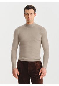 Pako Lorente - PAKO LORENTE – Beżowy półgolf męski. Kolor: beżowy, brązowy. Materiał: poliamid, wiskoza. Wzór: gładki, ze splotem