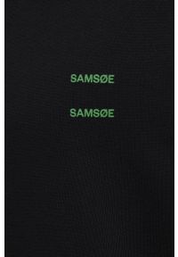Samsoe & Samsoe - Samsoe Samsoe bluza bawełniana męska kolor czarny gładka. Okazja: na co dzień. Kolor: czarny. Materiał: bawełna. Wzór: gładki. Styl: casual #4