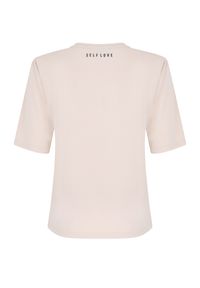 SELF LOVE - Beżowy t-shirt HAGA. Okazja: na co dzień. Kolor: beżowy. Materiał: bawełna. Styl: casual, sportowy #3