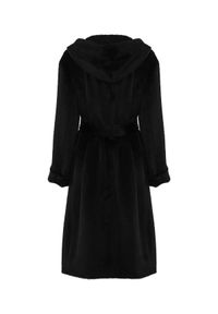 CATERINA - Czarny płaszcz z alpaką i wełną. Kolor: czarny. Materiał: wełna